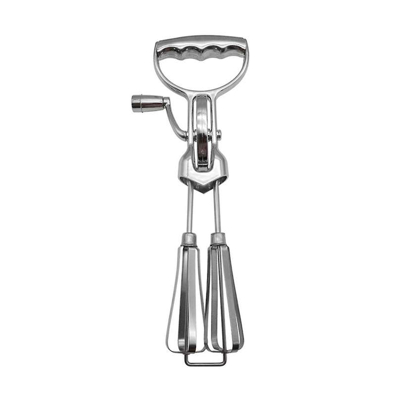 Hand Crank ,Handheld Double Head Stainless Steel Rotary Hand Whip Whisk