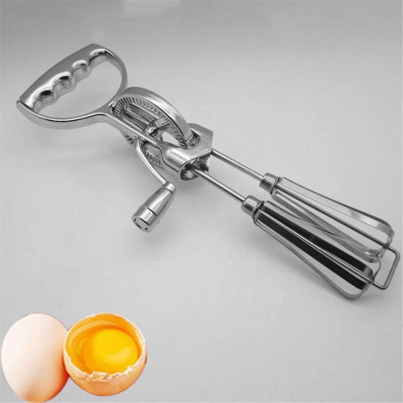 Hand Crank ,Handheld Double Head Stainless Steel Rotary Hand Whip Whisk