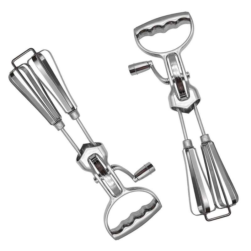 Hand Crank ,Handheld Double Head Stainless Steel Rotary Hand Whip Whisk
