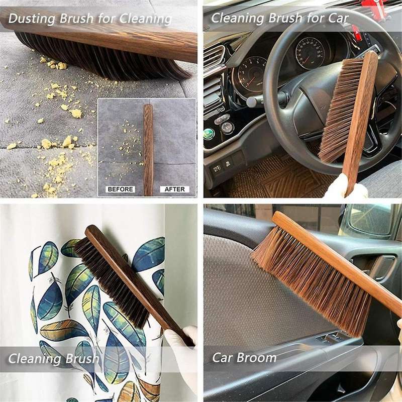 Hand Broom Cleaning Brushes-soft Bristles Dusting Brush for Cleaning Car/bed/couch,wooden Handle