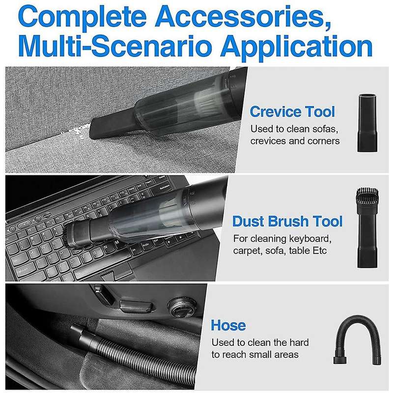 Hand Vacuum Cordless Rechargeable Car Vacuum Strong Suction Power, Mini Hand Held Vacuuming Cordless