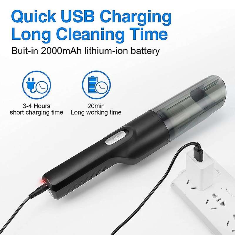Hand Vacuum Cordless Rechargeable Car Vacuum Strong Suction Power, Mini Hand Held Vacuuming Cordless