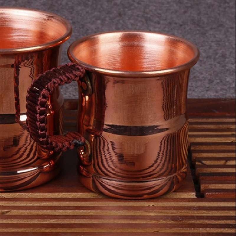 Handcrafted Pure Copper Beer Milk Mug Weave Handle Thickened Moscow Water Mule 400ML Breakfast Cup D