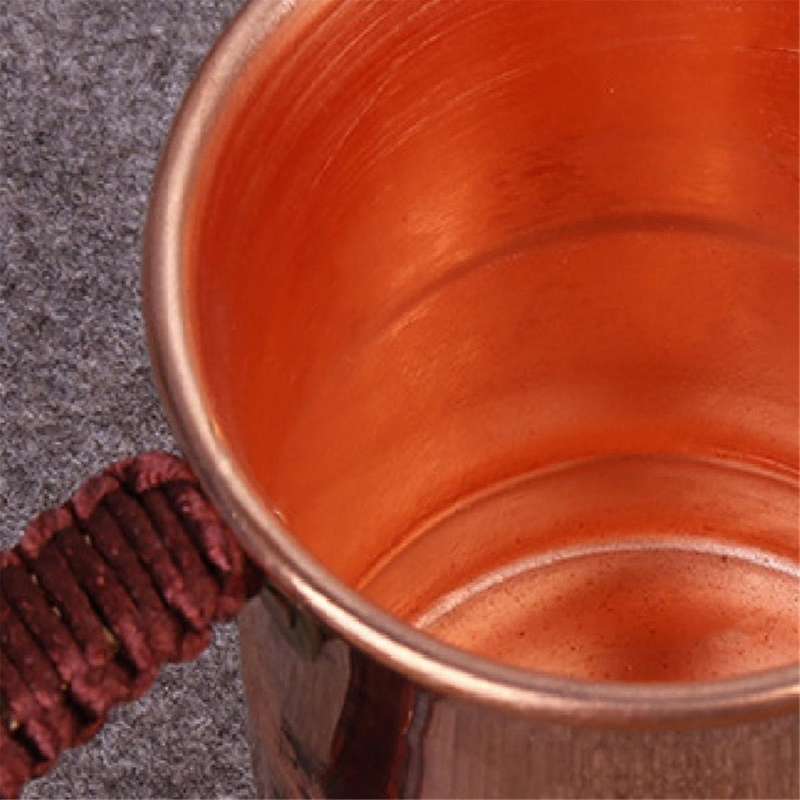 Handcrafted Pure Copper Beer Milk Mug Weave Handle Thickened Moscow Water Mule 400ML Breakfast Cup D