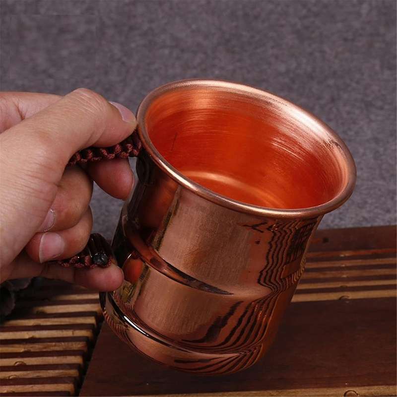 Handcrafted Pure Copper Beer Milk Mug Weave Handle Thickened Moscow Water Mule 400ML Breakfast Cup D