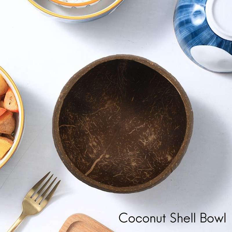 Handcarved Coconut Bowl, Organic Salad Smoothie Buddha Acai Bowl for Kitchen, Dining and Decoratio