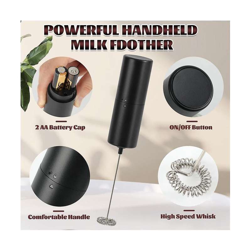 Handheld Black, Battery Operated Beverage Mixer, Mini Coffee Mixer for Latte, Cappuccino, Matcha