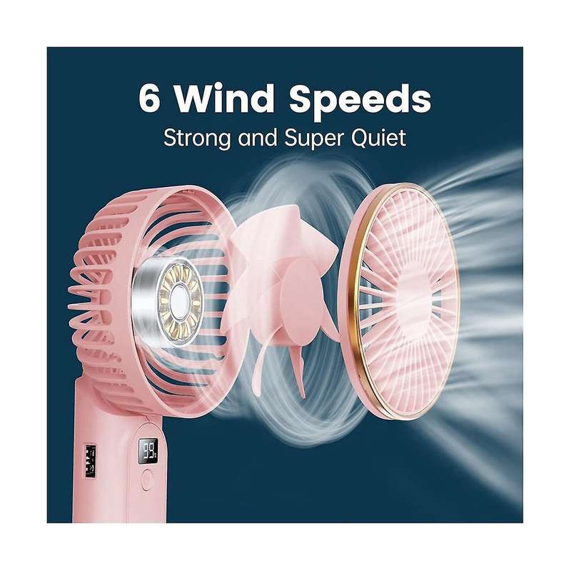 Handheld Fan, 3600MAh Portable Fan Mini Fan, 6 Speeds Adjustable, Small Personal Fan, Foldable Mini