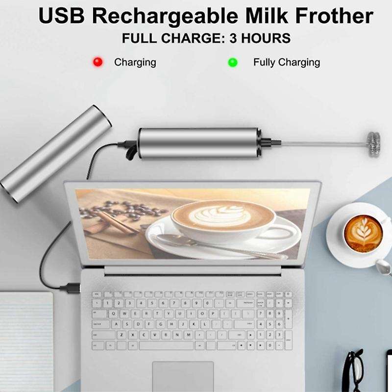 Handheld Coffee Frother Electric Whisk, Usb Rechargeable Foam Maker Bubbler Egg Beater for Hot Cho