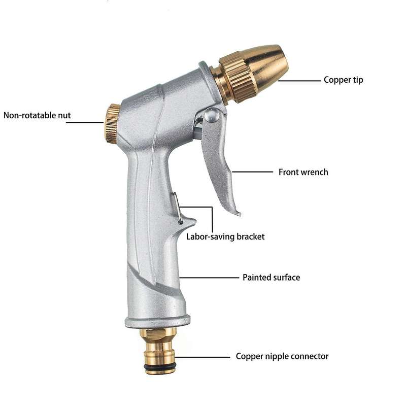 Handheld Car Wash Tool with Full Brass Nozzle Car Wash High Garden Watering Tool Cleaning Tool