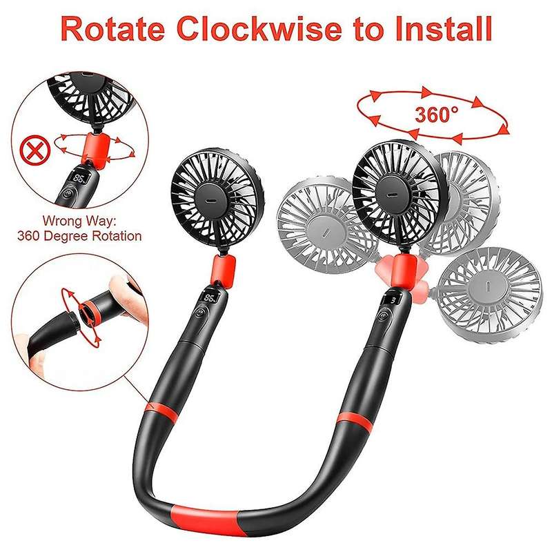 Handheld Neck Fan, 2-in-1 Portable Mini Wearable Necklace Fan with LED Display, for Gym Hiking Campi