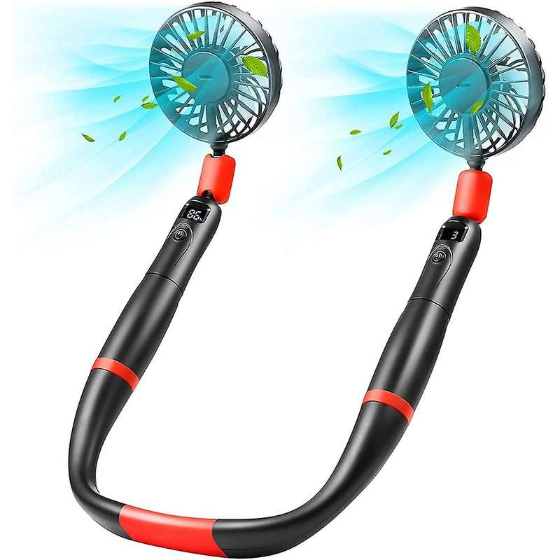 Handheld Neck Fan, 2-in-1 Portable Mini Wearable Necklace Fan with LED Display, for Gym Hiking Campi