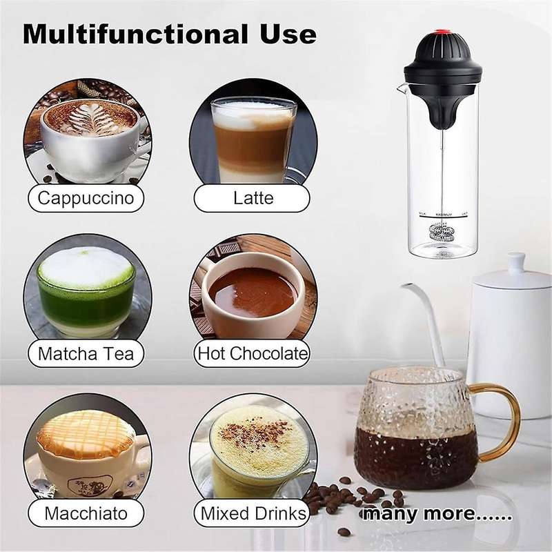 Handheld Milk Frother Cup with Stand, Portable Electric Milk Frother Cup for Coffee, Drink Cup for