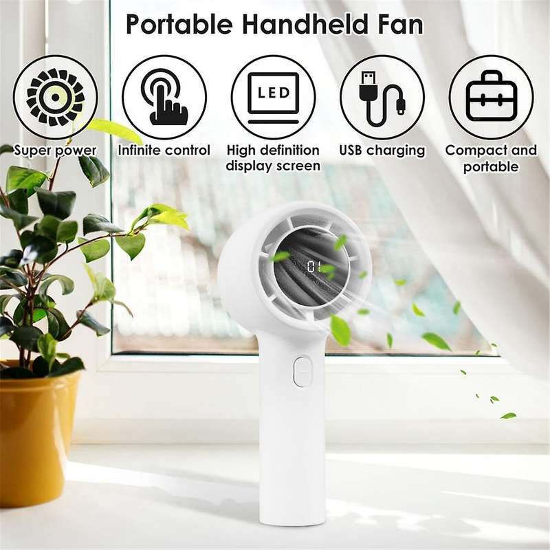 Handheld Portable High Wind Long-Lasting Desktop Silent Small Fan 3-Speed Charging Fan with Display