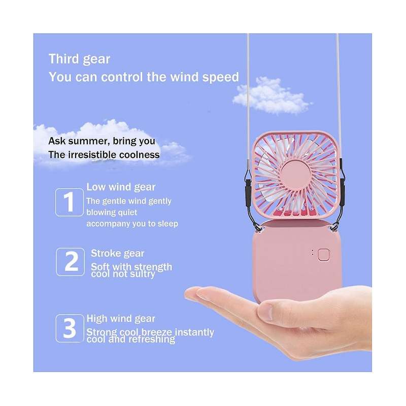 Handheld Portable Fan with Mirror, 3 Speeds USB Rechargeable Mini Fan Desk Fan for Girls Women Trav