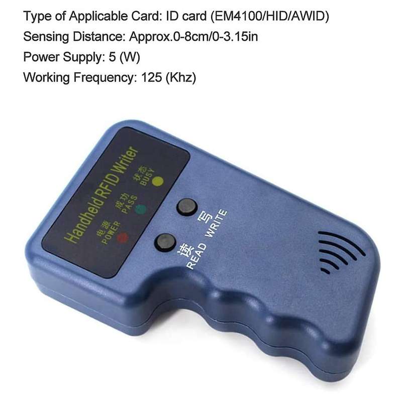 Handheld RFID Card Copier 125KHz ID (EM4100/HID/AWID) Duplicator Reader Writer with 6 Writable +6 W