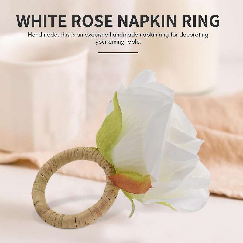 Handicraft Flower Napkin Rings Set Of 4, Crafts Vine Design Napkin Holder Rings Table Decorations F