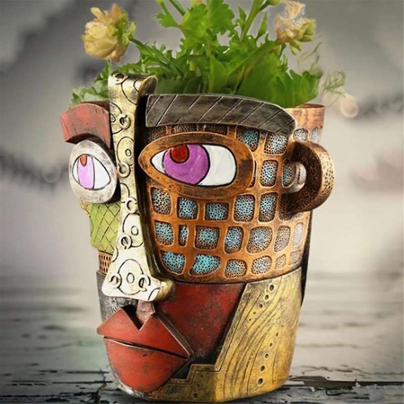 Handmade Brutalist Abstract Beauty Face Flower Pot Large Indoor Flower Pot Green Plant Pot Container