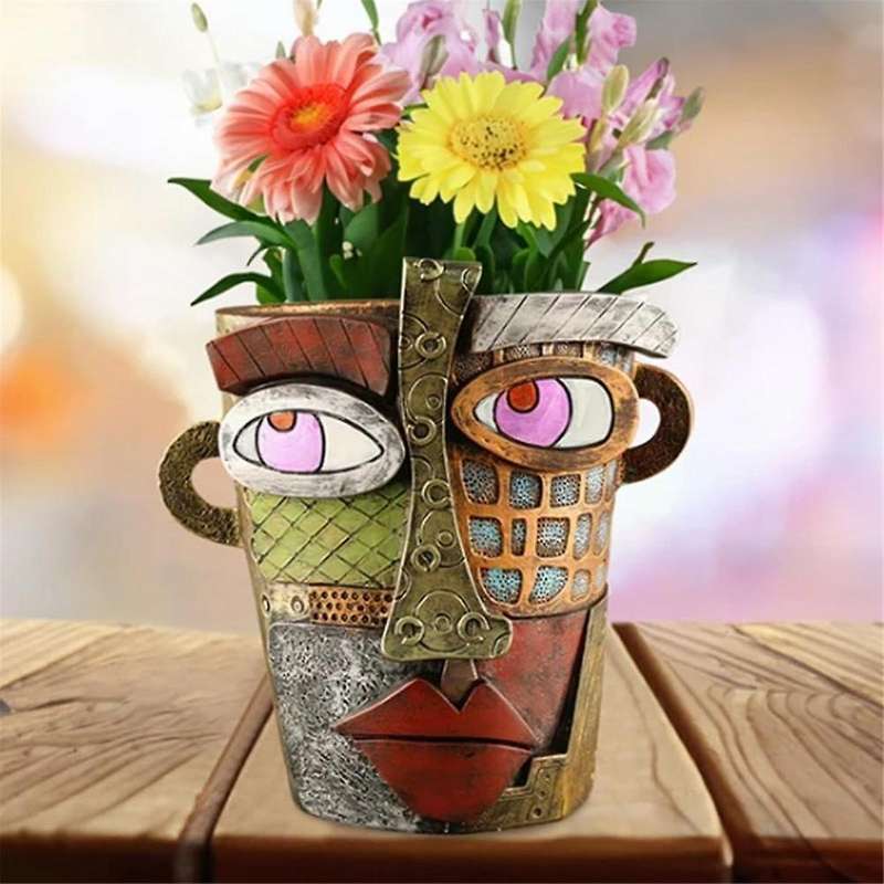 Handmade Brutalist Abstract Beauty Face Flower Pot Large Indoor Flower Pot Green Plant Pot Container