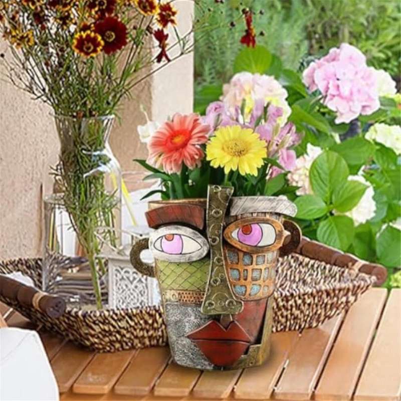 Handmade Brutalist Abstract Beauty Face Flower Pot Large Indoor Flower Pot Green Plant Pot Container