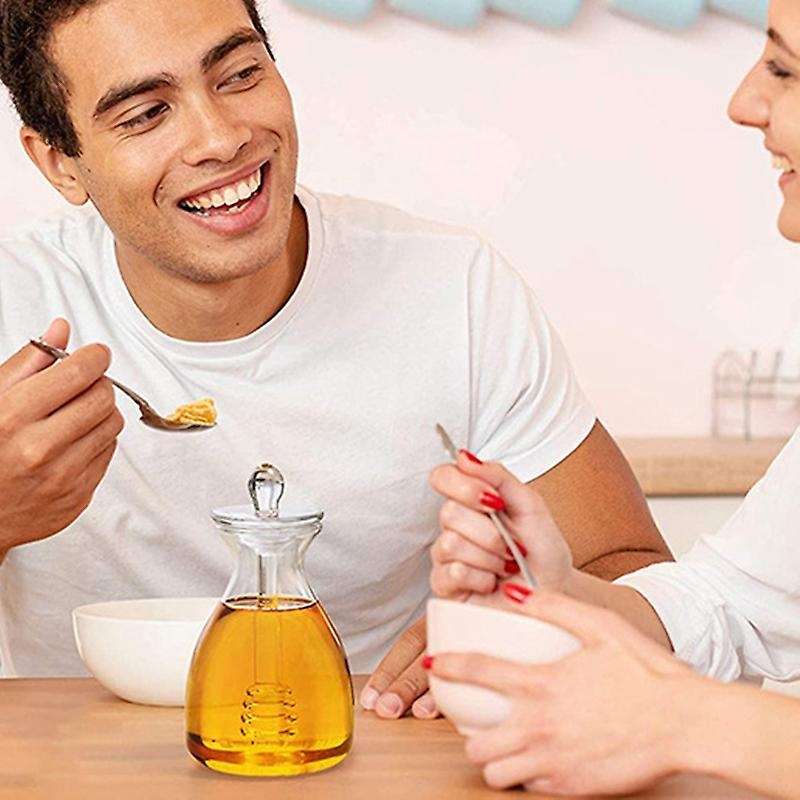 Handmade Honey Jar with Dipping Sauce, Glass Honey Dipping Sauce and Honey Jar