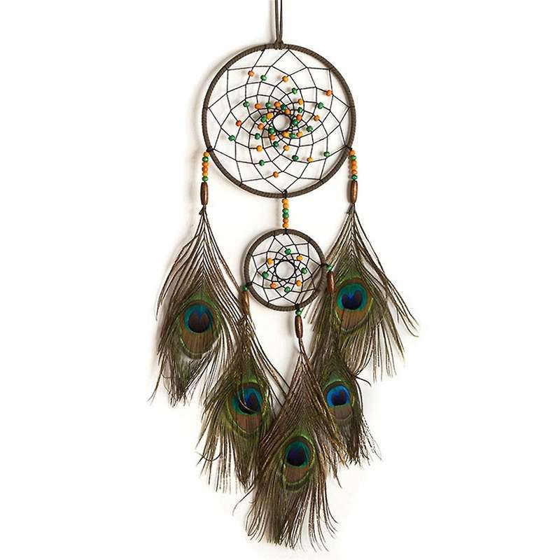 Handmade DreamCatcher Double Ring Circular Net Feather Wind Chimes Car Interior Pendant Home Room
