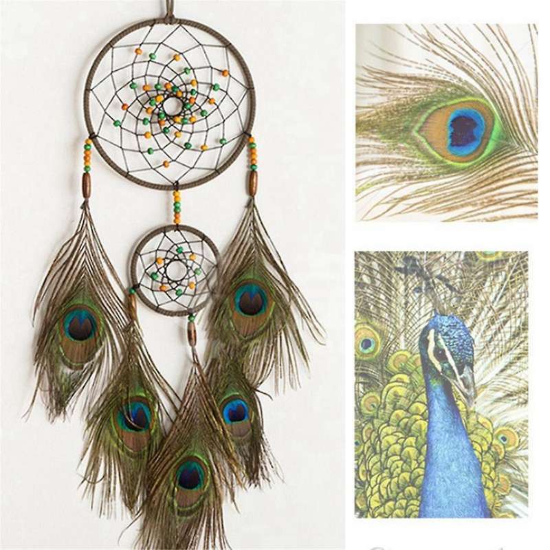 Handmade DreamCatcher Double Ring Circular Net Feather Wind Chimes Car Interior Pendant Home Room