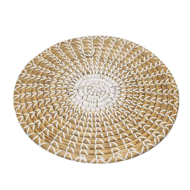 Handmade Hanging Wall Basket Decor( 3)round Woven Basket , Decor Trays for Bedroom,kitchen,living R