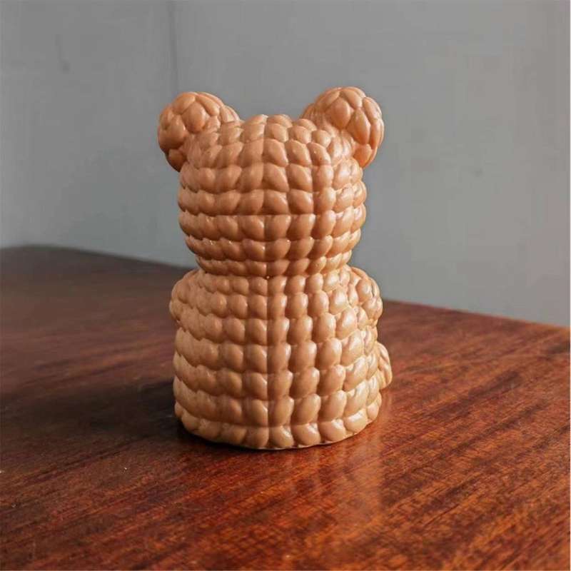 Handmade Small Wooden Bear Ornaments - Cute Miniature Animals for Home Decor