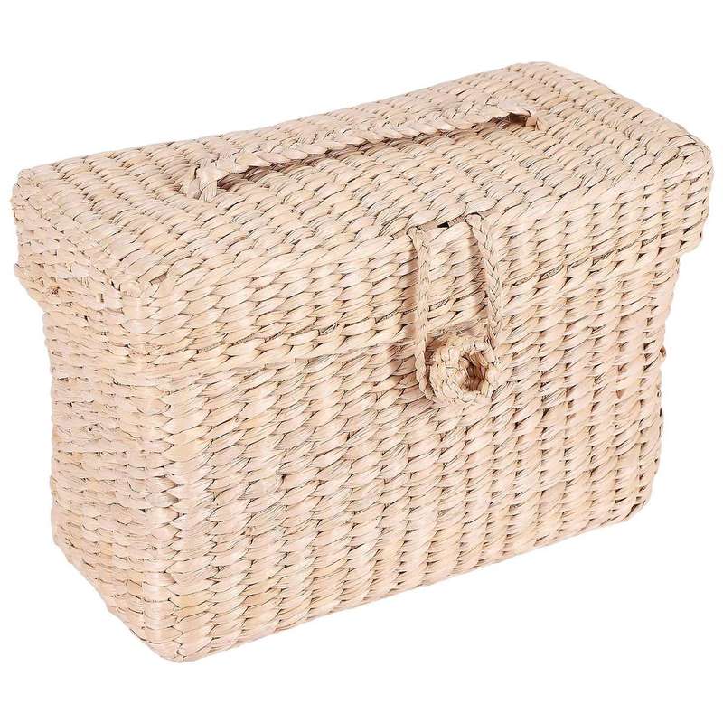 Handmade Rattan Small Storage Box with Lid for Bulk Sundries Organizer Vintage Straw Basket Jewelry