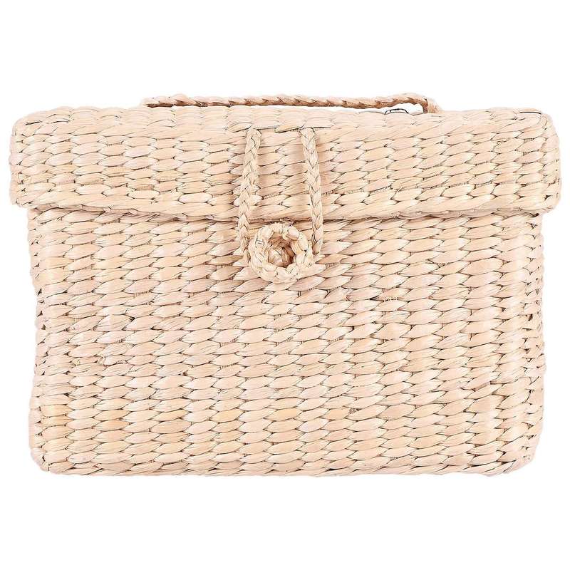 Handmade Rattan Small Storage Box with Lid for Bulk Sundries Organizer Vintage Straw Basket Jewelry