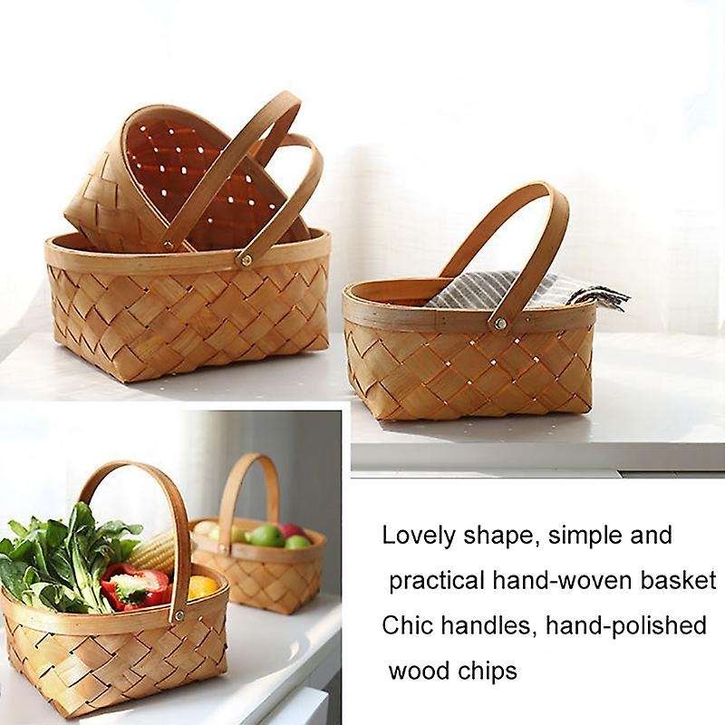Handmade Rattan Storage Container Storage Basket Wooden Storage Basket with Handle Storage Containe