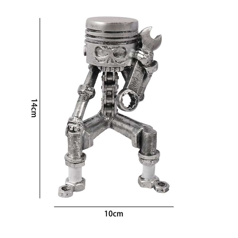 Handmade Piston Man Skull Face Art Figurine Carved Skeleton Face Sculpture Home Office Desktop Decor