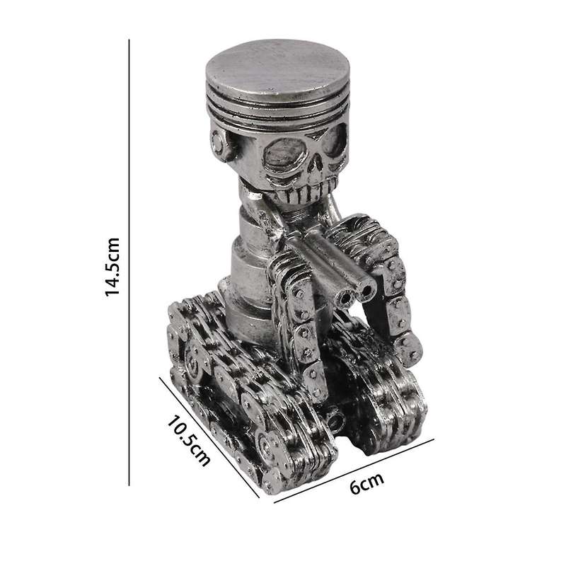Handmade Piston Man Skull Face Art Figurine Carved Skeleton Face Sculpture Home Office Desktop Decor