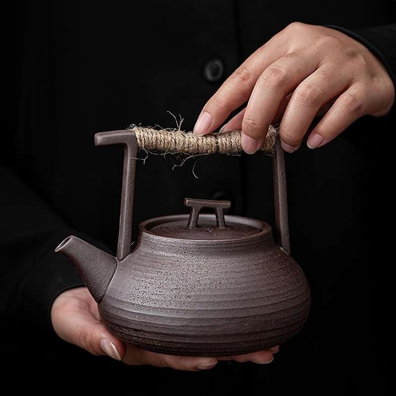 Handmade Retro Stoneware Kungfu Tea Ceremony Portable Tea Maker Ceramic Teapot Tea Set for Japanese