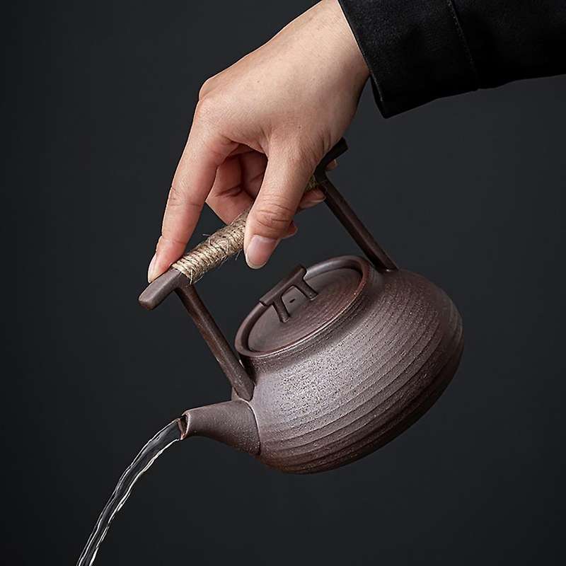 Handmade Retro Stoneware Kungfu Tea Ceremony Portable Tea Maker Ceramic Teapot Tea Set for Japanese