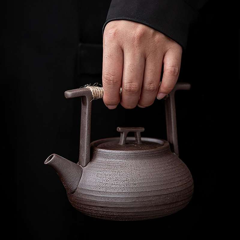 Handmade Retro Stoneware Kungfu Tea Ceremony Portable Tea Maker Ceramic Teapot Tea Set for Japanese