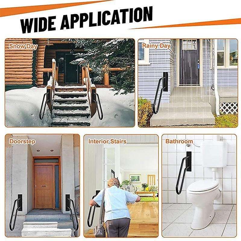 Handrails for Outdoor Steps Stair Railing , 1 to 3 Steps Stairs Wall Mounted for the Elderly, Disabl