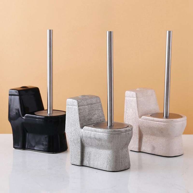 Handmade Toilet Brush Holder Set Toilet Cleaning Ceramic Long Handle Free Punching Toilet Brush Red