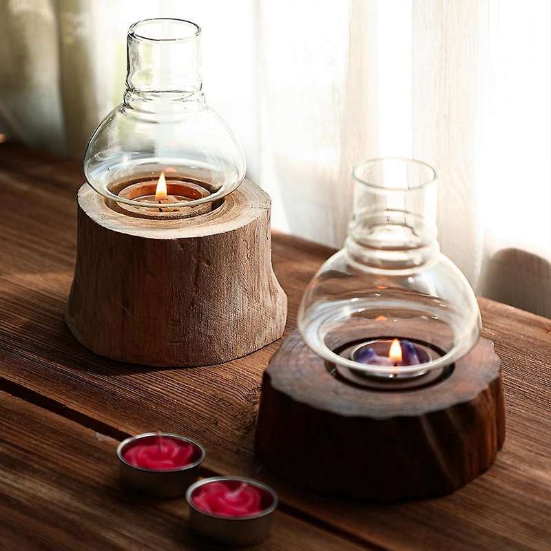 Handmade Wooden Retro Candlestick Romantic Decoration for Candlelight Dinner Suitable for Room Decor
