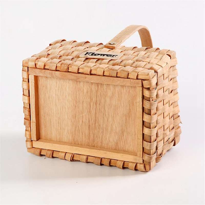 Handwoven Flower Basket, Picnic Basket, Wooden Storage Basket Natural Handwoven Basket