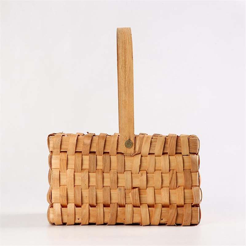 Handwoven Flower Basket, Picnic Basket, Wooden Storage Basket Natural Handwoven Basket