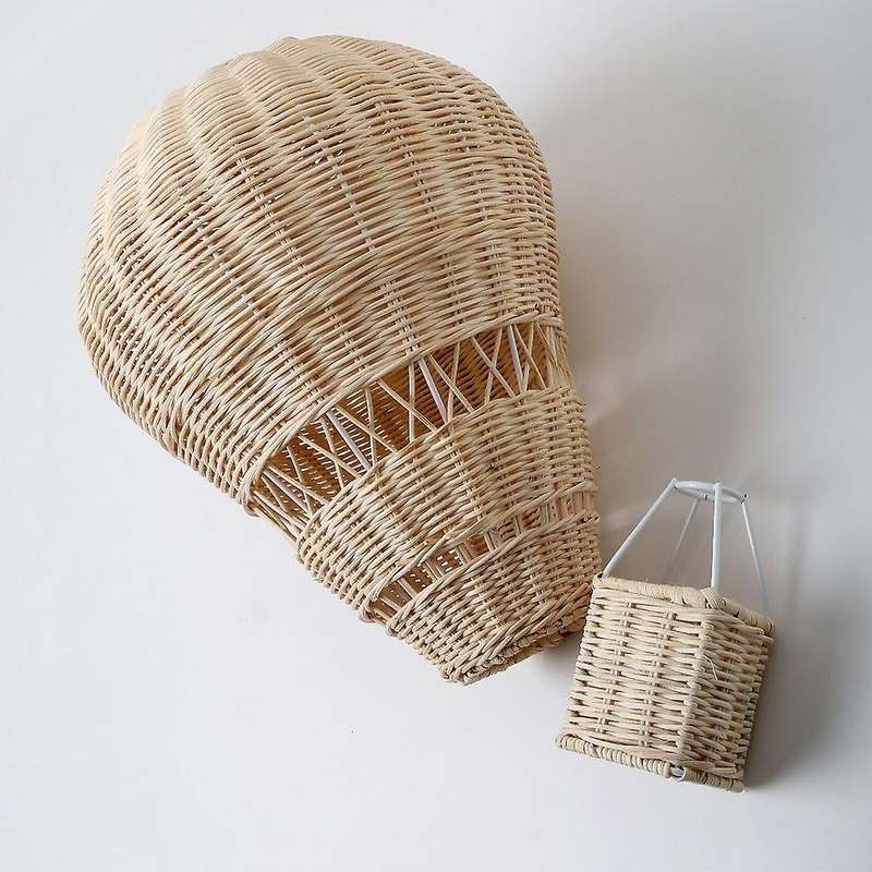 Hand-woven Rattan Hot Air Balloon Children's Room Bohemian Nursery Decoration Photo Props