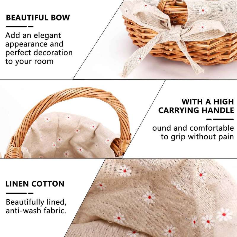 Hand-Woven Wicker Basket Simulation Flower Basket Single Handle