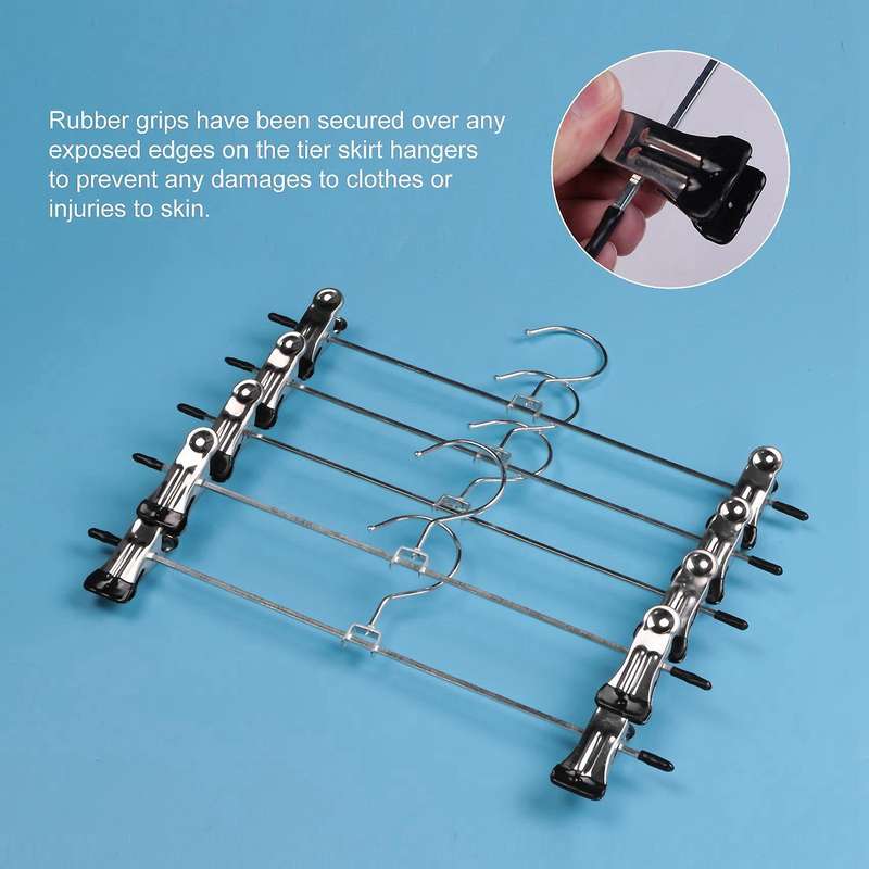 Hangers Skirt Hangers with Clips 20 Pack Metal Trouser Clip Hangers for Space Saving, Ultra Thin R