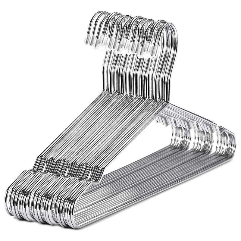 Hangers Stainless Steel 40 cm 20Pcs Hangers for Clothes Standard Notched Hanger Space Saving