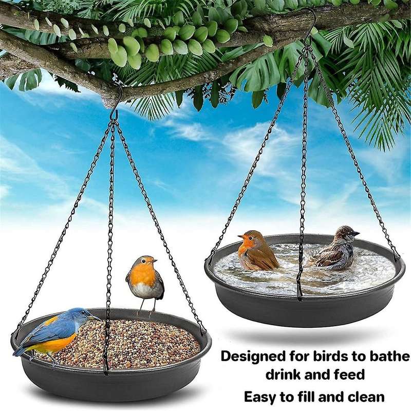 Hanging Bird Bath Hanging Bird Feeder Round Tray Thickened Resin Tray Deep Water Tray Bird Feeder Fe