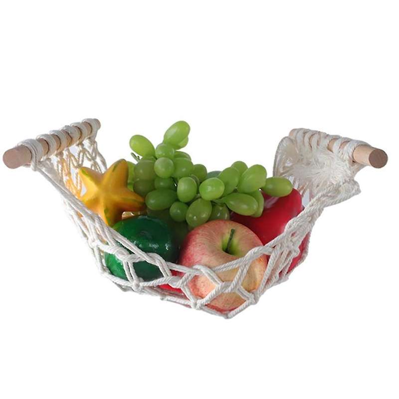 Hanging Fruit Hammock Handwoven Cotton or Banana Hammocks Under Cabinet with 4 Hooks Kitchen Fruit S