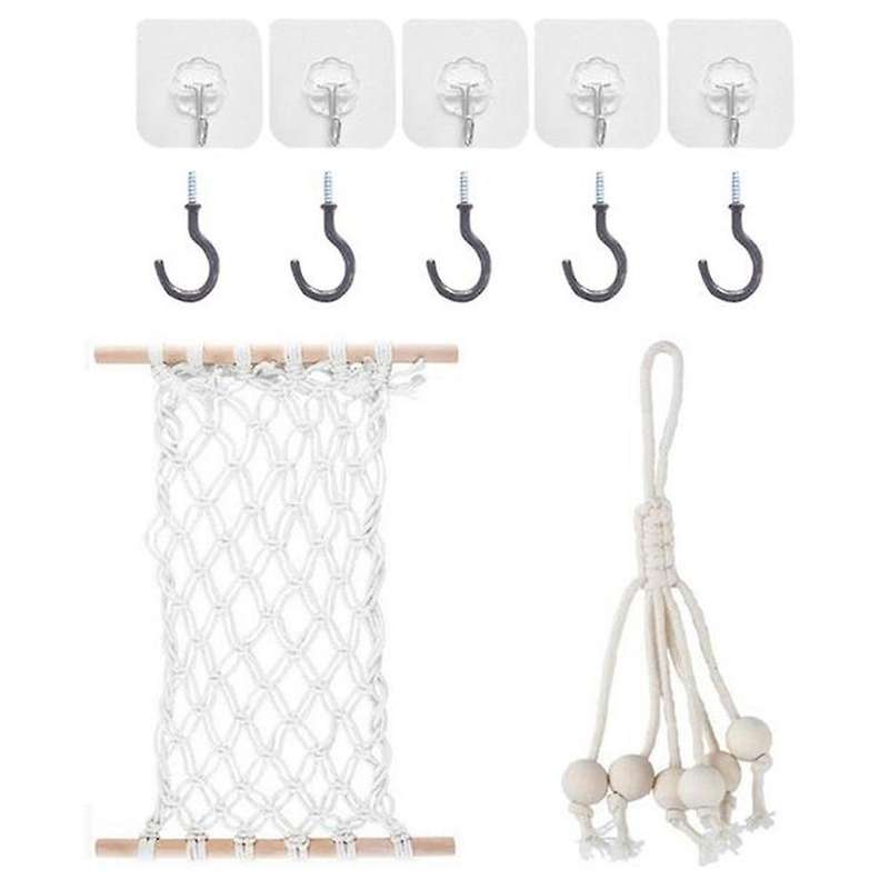 Hanging Fruit Hammock Handwoven Cotton or Banana Hammocks Under Cabinet with 4 Hooks Kitchen Fruit S