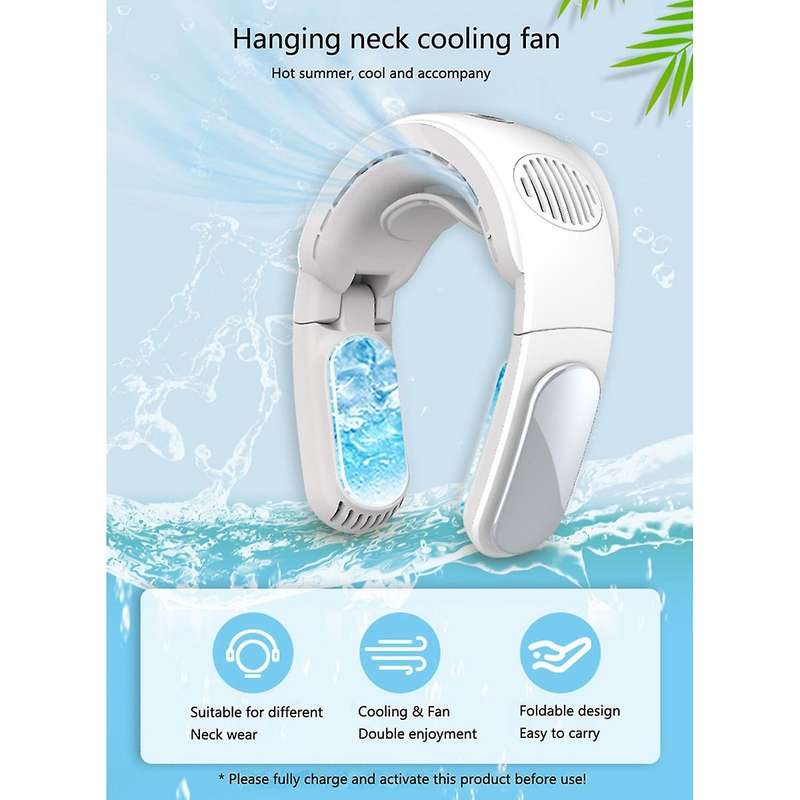 Hanging Neck Fan Mobile Air Conditioner Outdoor Wearable Foldable Bladeless Neck Cooling Fan 5000ma